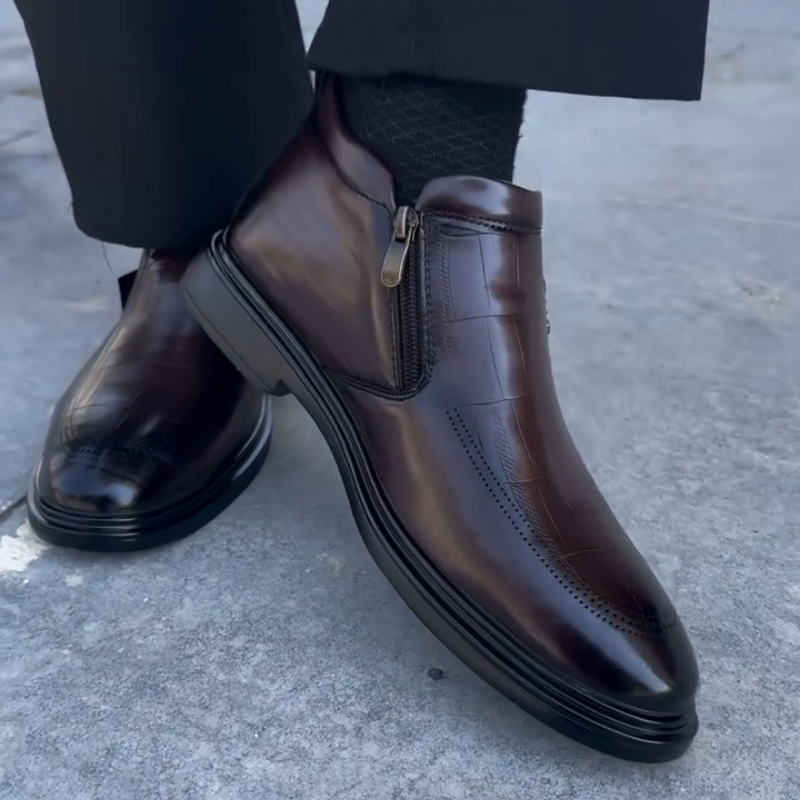 Double Zip Leather Soft Bottom Boots