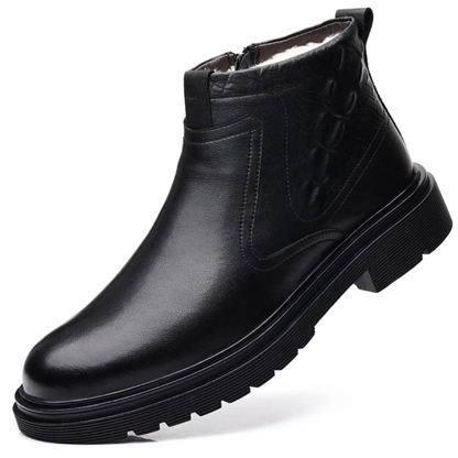 Genuine Leather Shearling Side-Zip Boots