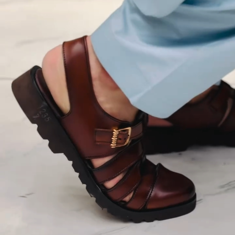 Men's Genuine Leather Woven Sandals