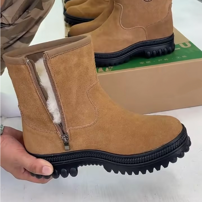 Side-Zip Wool-Lined Mid-Calf Boots