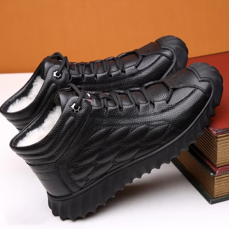 Genuine Leather Lace-Up Thermal Boots