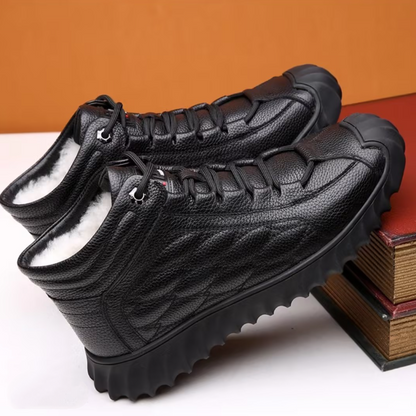 Genuine Leather Lace-Up Thermal Boots