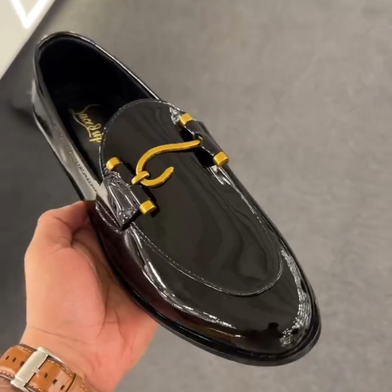 Men's Fashion Shiny Black Loafers