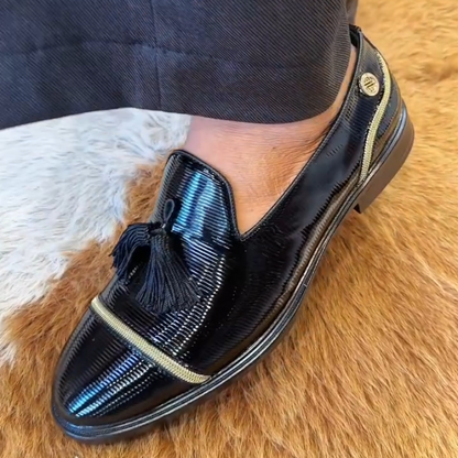 Men's Black Premium Patent Leather Loafers