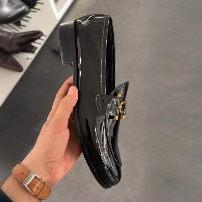 Men's Fashion Shiny Black Loafers