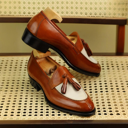 Handmade Men's Leather Tassel Loafers