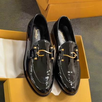 Men's Fashion Shiny Black Loafers