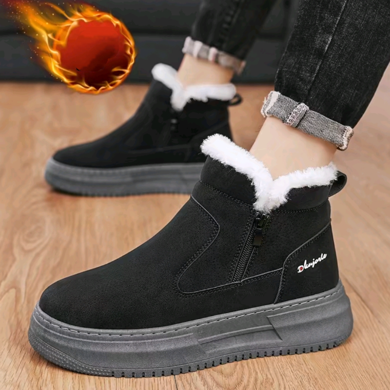 Zipper-Front Soft-Sole Fleece-Lined Ankle Boots