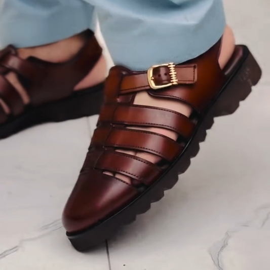 Men's Genuine Leather Woven Sandals