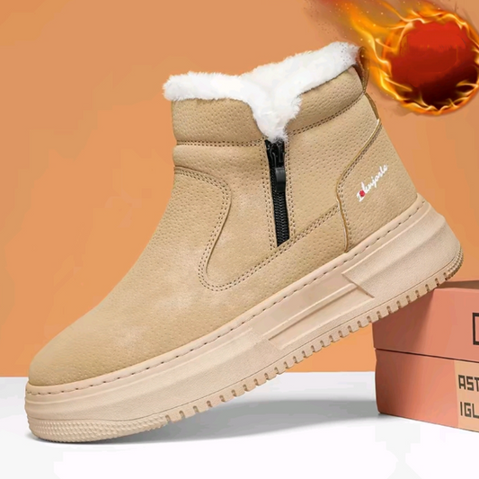 Zipper-Front Soft-Sole Fleece-Lined Ankle Boots