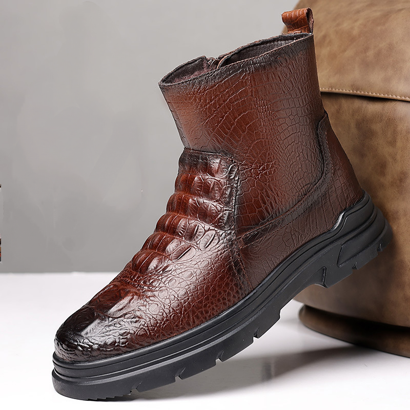 Men's Crocodile Leather Ankle Boots