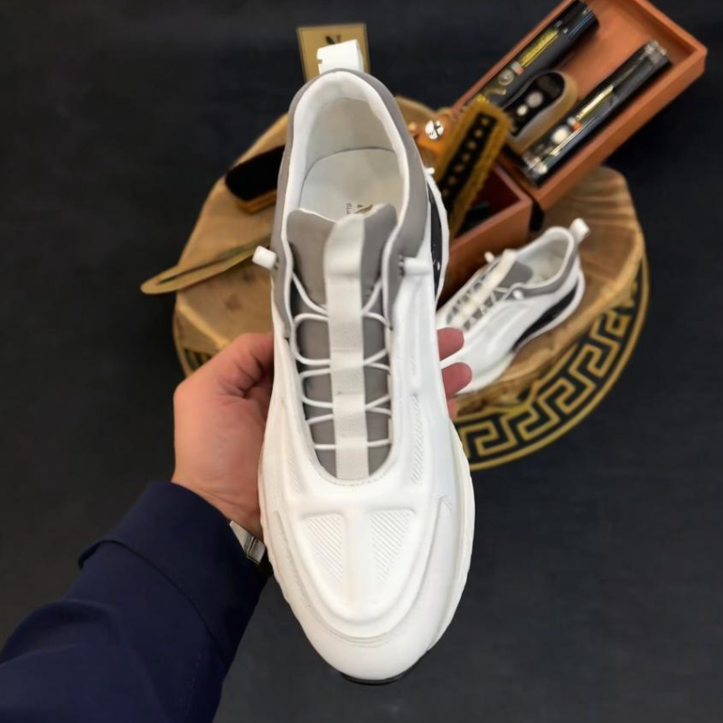 Men's White Soft-Sole Sports Shoes