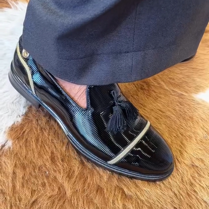 Men's Black Premium Patent Leather Loafers