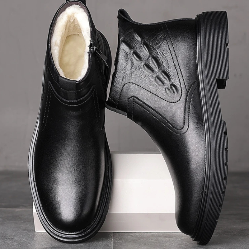 Genuine Leather Shearling Side-Zip Boots