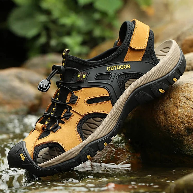 🔥Limited Time Offer 49% OFF🔥New Men's Leather Closed Toe Outdoor Walking Water Sandals