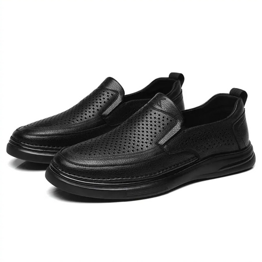 Perforated Calfskin Comfortable Loafers