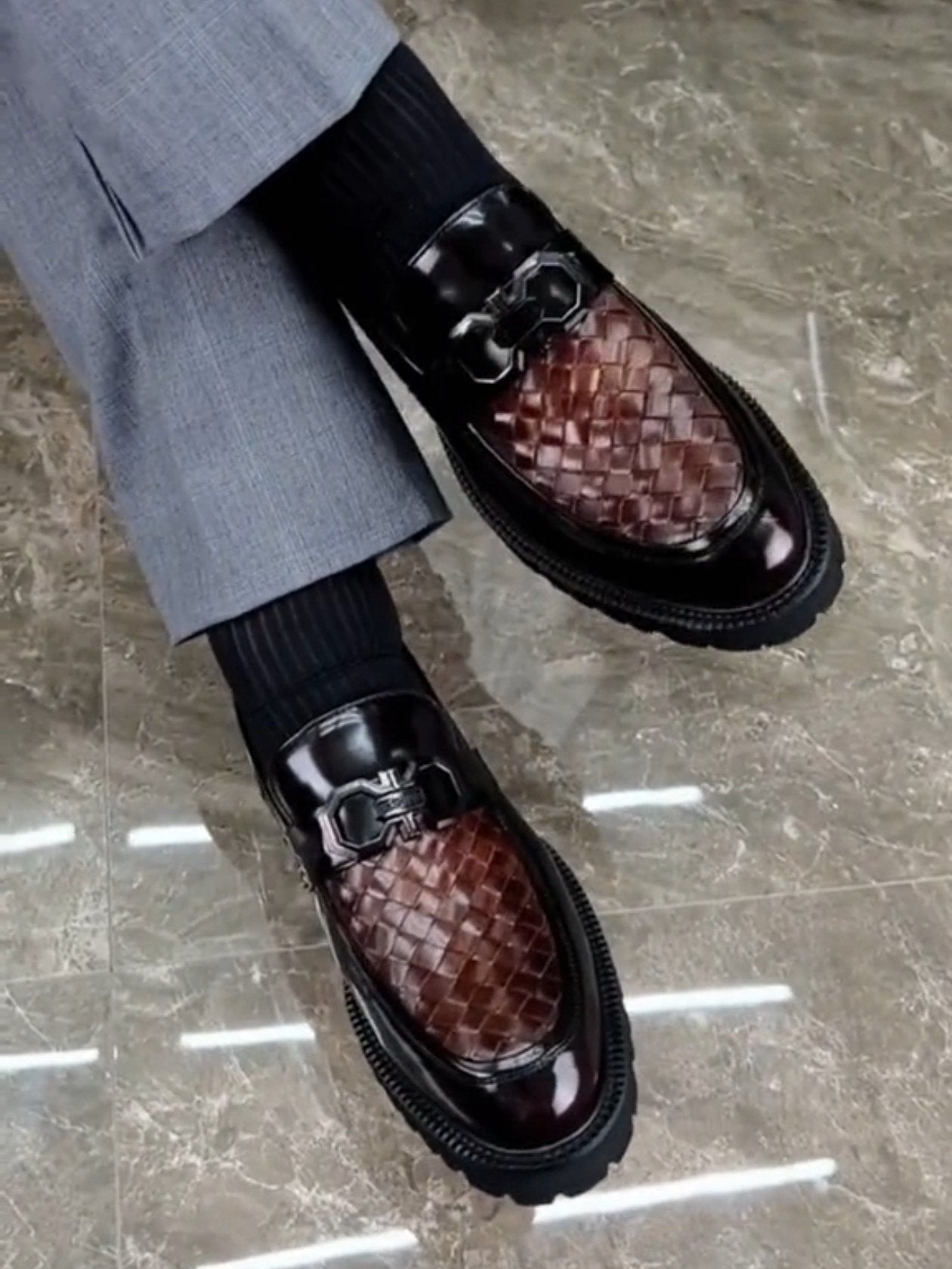 ✅High -quality Dedication✅Men's New Premium Woven Genuine Leather Formal & Casual Shoes