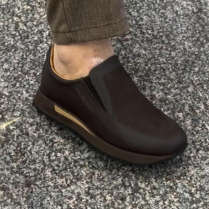Men's Handmade Classic Slip-on Brown Leather Casual Shoes