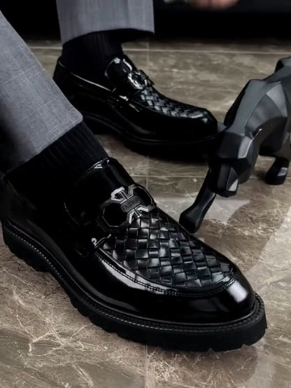 ✅High -quality Dedication✅Men's New Premium Woven Genuine Leather Formal & Casual Shoes