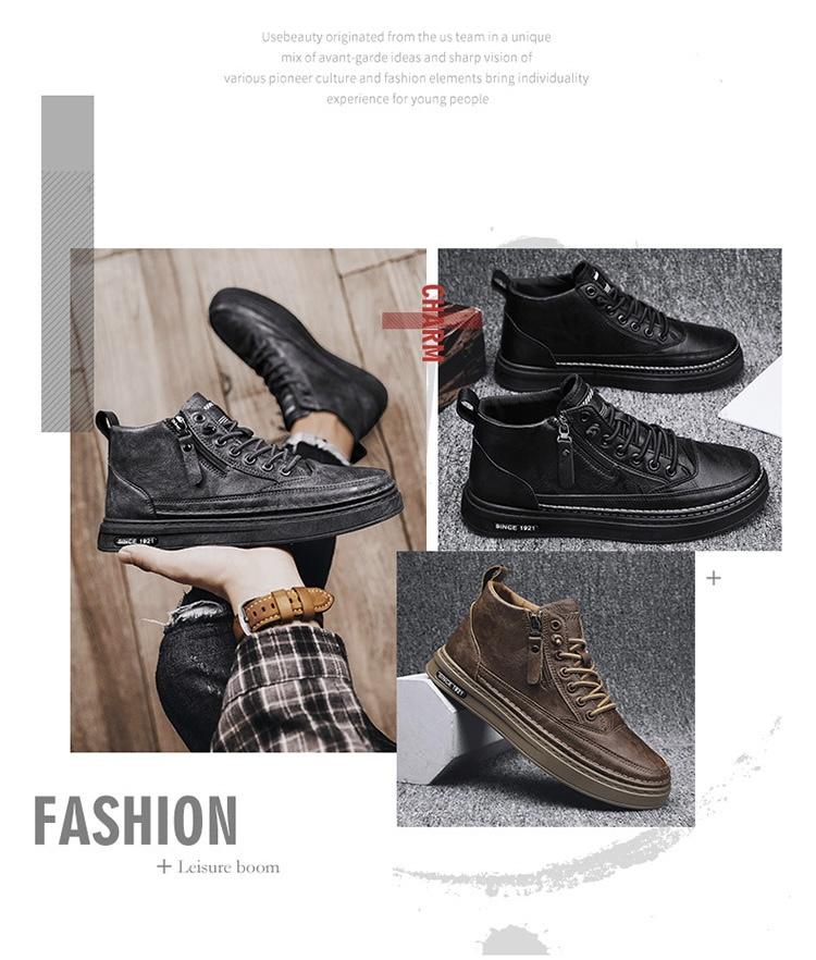 Leesechin Clearance Fashion Men's Casual Round Head Comfy Leather Shoes  Casual Shoes