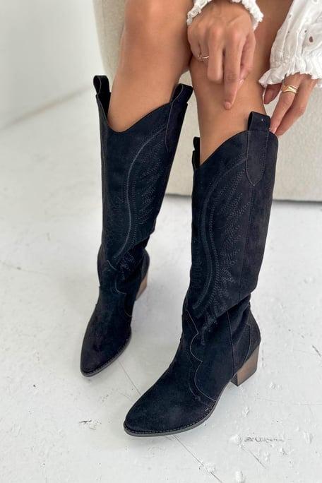 Premium Suede Stitched Print Vintage Boots