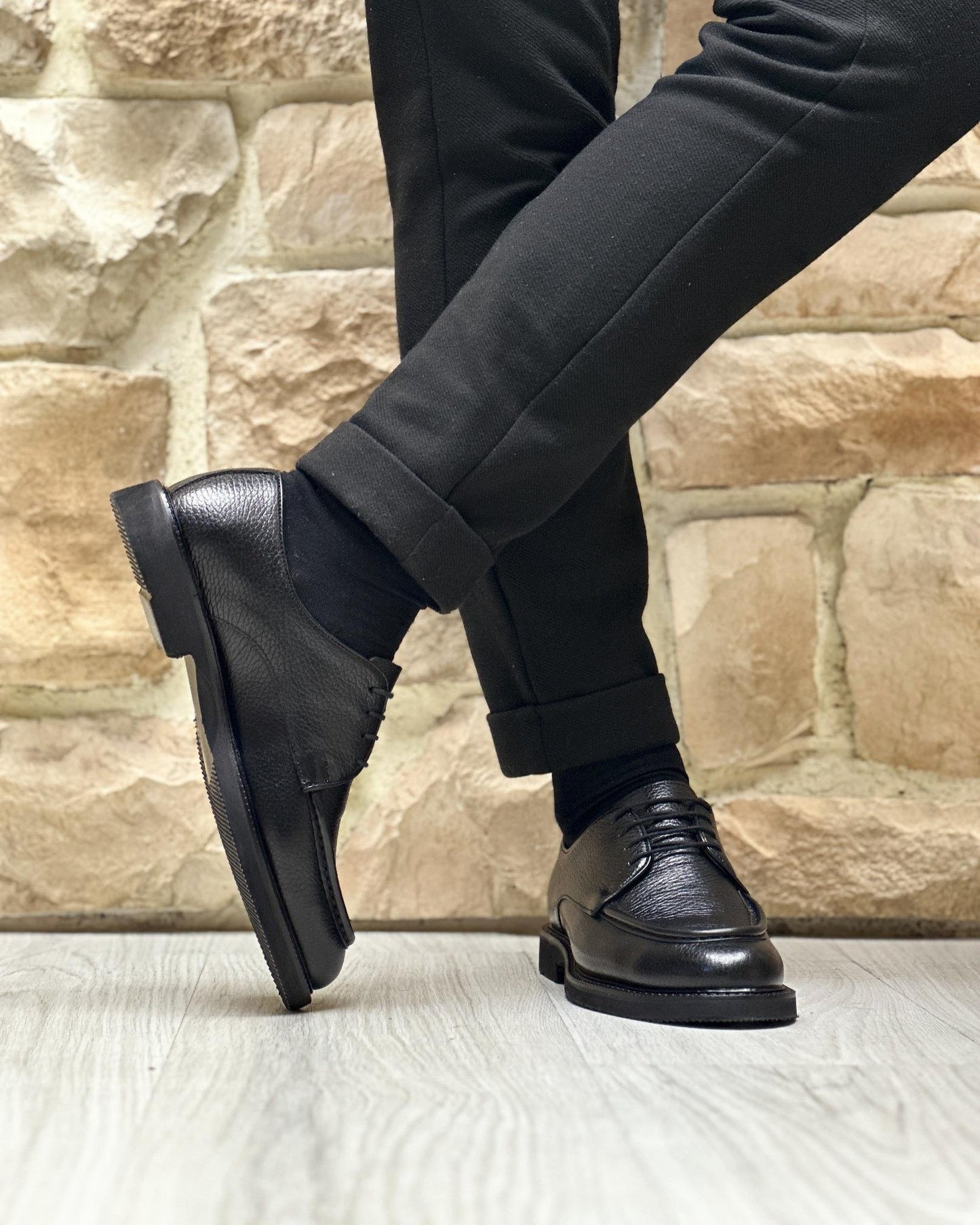 ✅High -quality Dedication✅Men's Classic Black Genuine Leather Casual Shoes