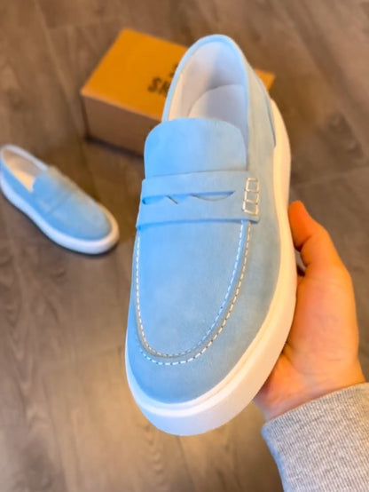 ✅High -quality Dedication✅Men's New High-end Light Blue Suede Casual Shoes