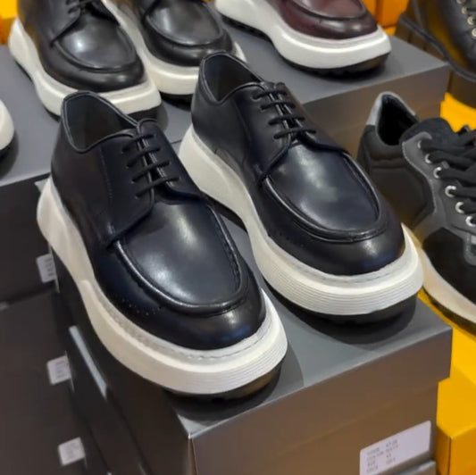 Men's Handmade Genuine Leather Thick-soled Casual Shoes