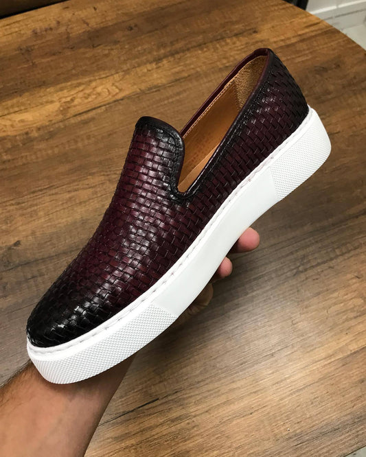 ✅High -quality Dedication✅Men's New Woven Genuine Leather Slip-on Casual Shoes