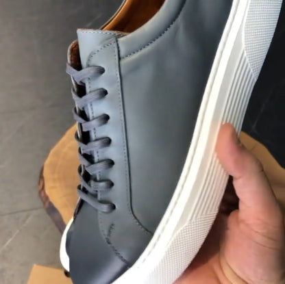 ✅High -quality Dedication✅Classic Men's Gray Handmade Genuine Leather Casual Shoes