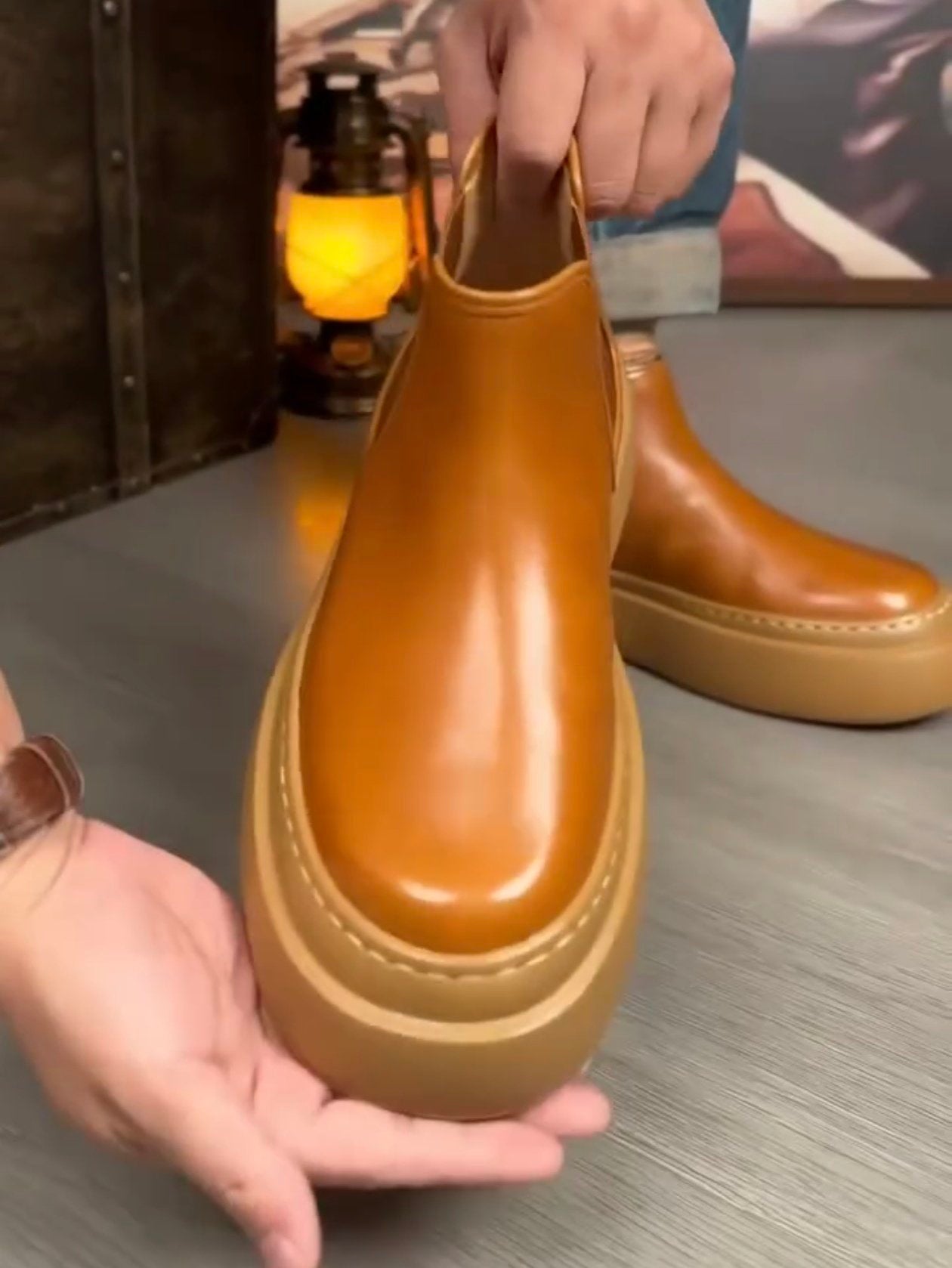 ✅High -quality Dedication✅Men's Classic Genuine Leather Thick Sole Slip-on Casual Boots