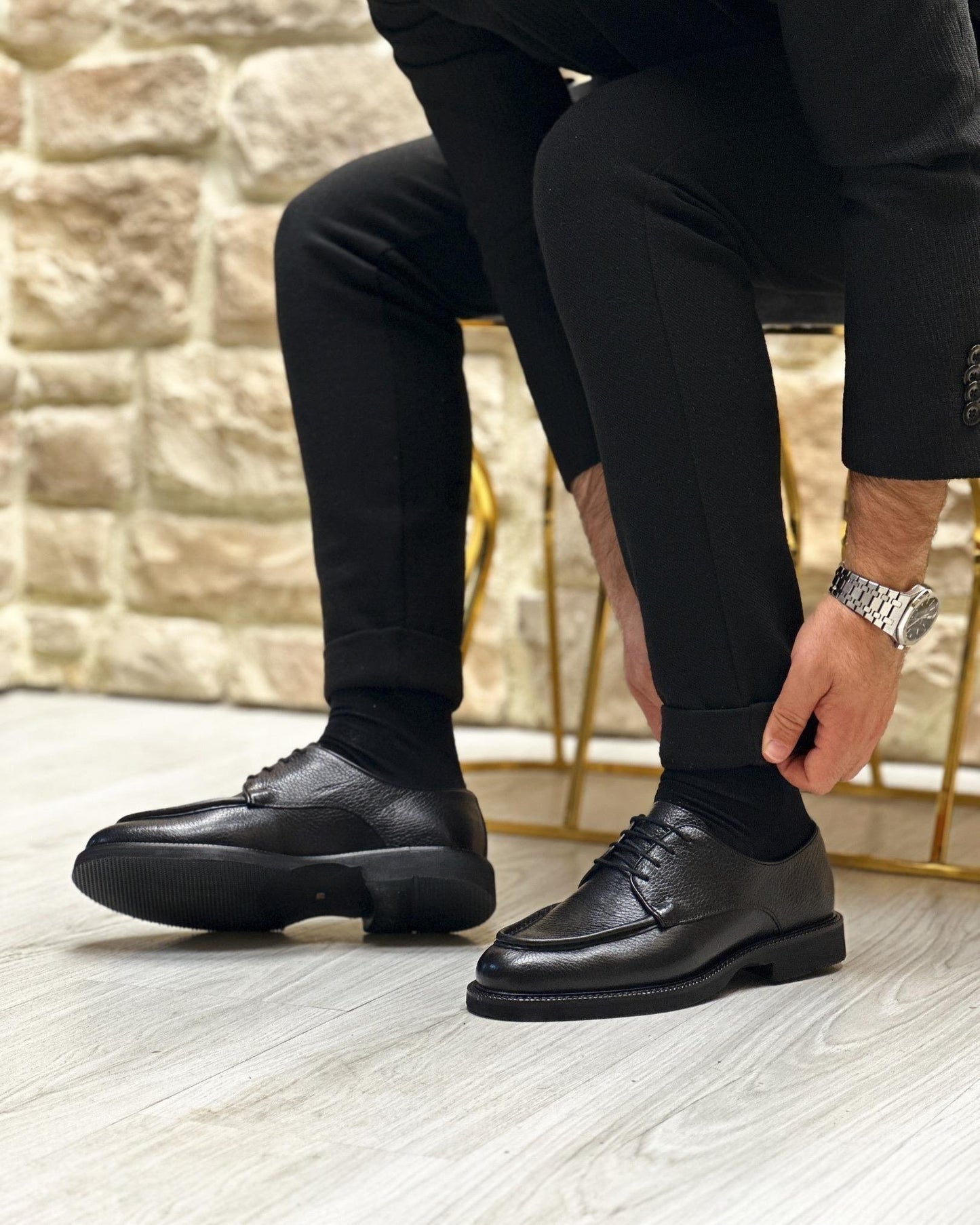 ✅High -quality Dedication✅Men's Classic Black Genuine Leather Casual Shoes