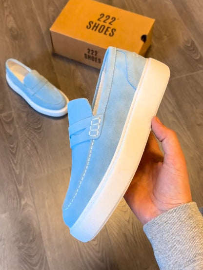 ✅High -quality Dedication✅Men's New High-end Light Blue Suede Casual Shoes