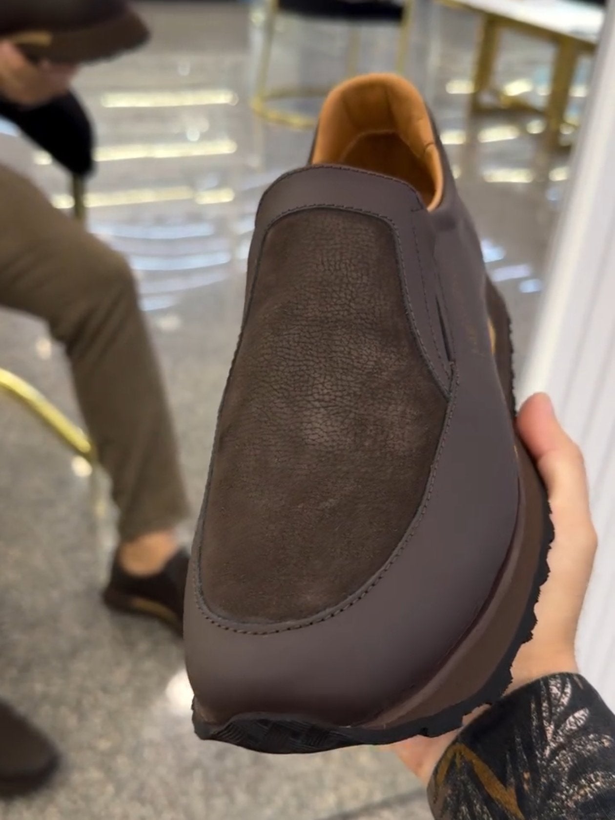 Men's Handmade Classic Slip-on Brown Leather Casual Shoes