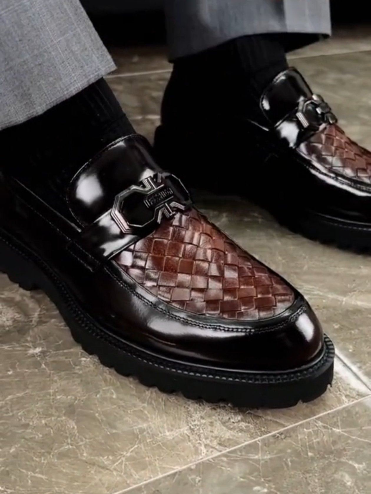 ✅High -quality Dedication✅Men's New Premium Woven Genuine Leather Formal & Casual Shoes