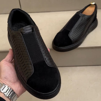 Men's Handmade Slip-on Textured Leather Casual Shoes