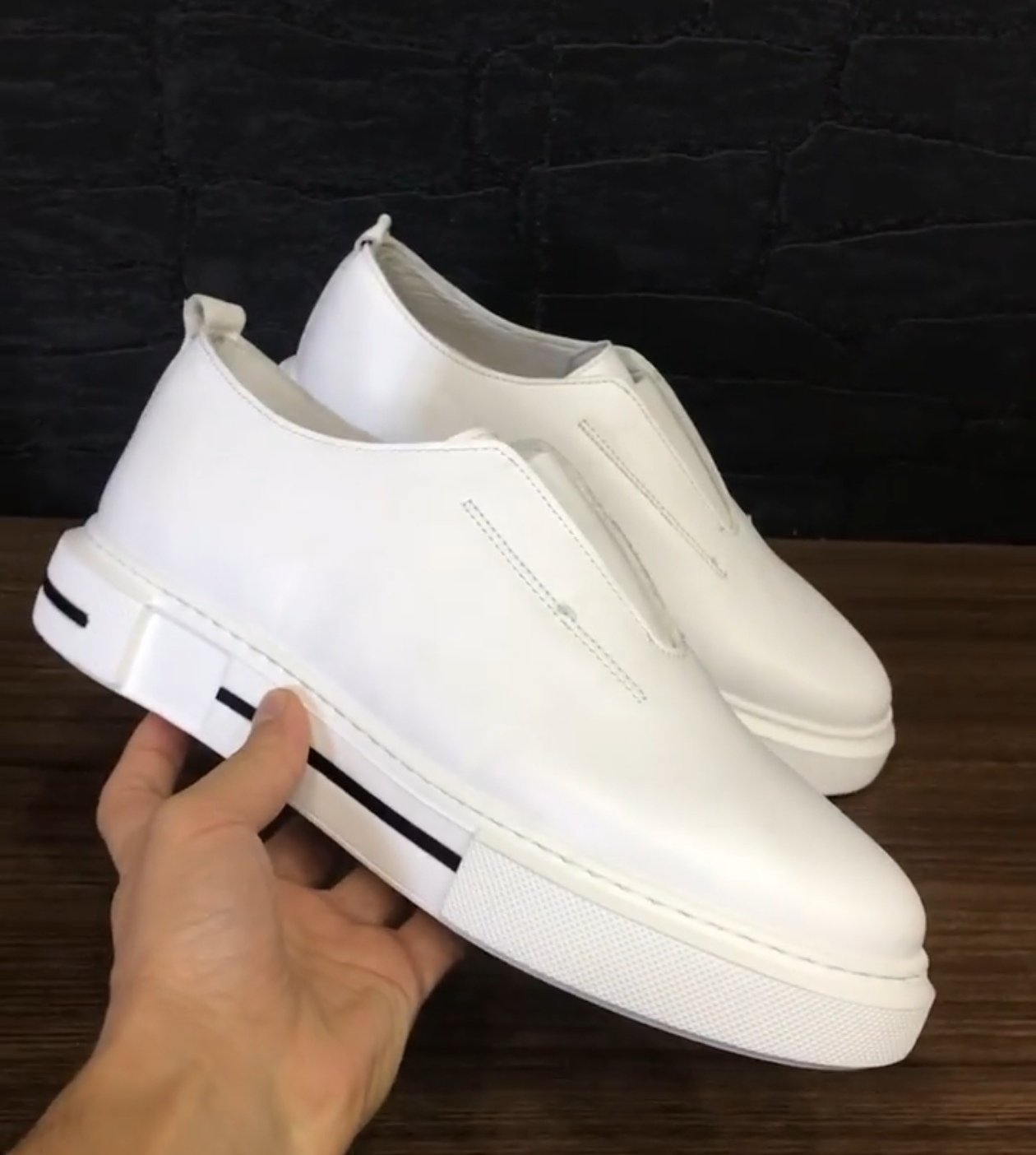 ✅High -quality Dedication✅Men's Classic White Genuine Leather Slip-On Casual Shoes