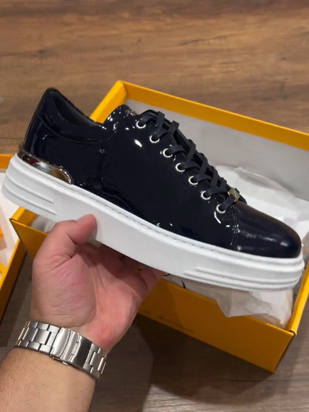 ✅High -quality Dedication✅Men's Classic Navy Patent Leather Sports Casual Shoes