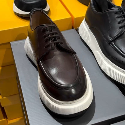 Men's Handmade Genuine Leather Thick-soled Casual Shoes