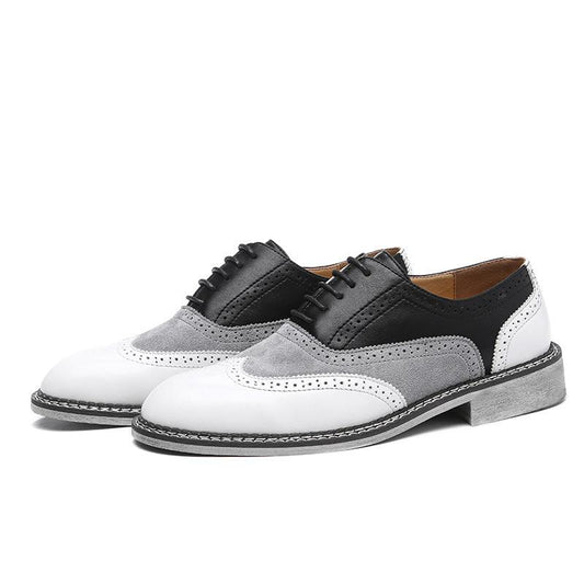 Men's Brogue Color Matching Business Casual Leather Shoes