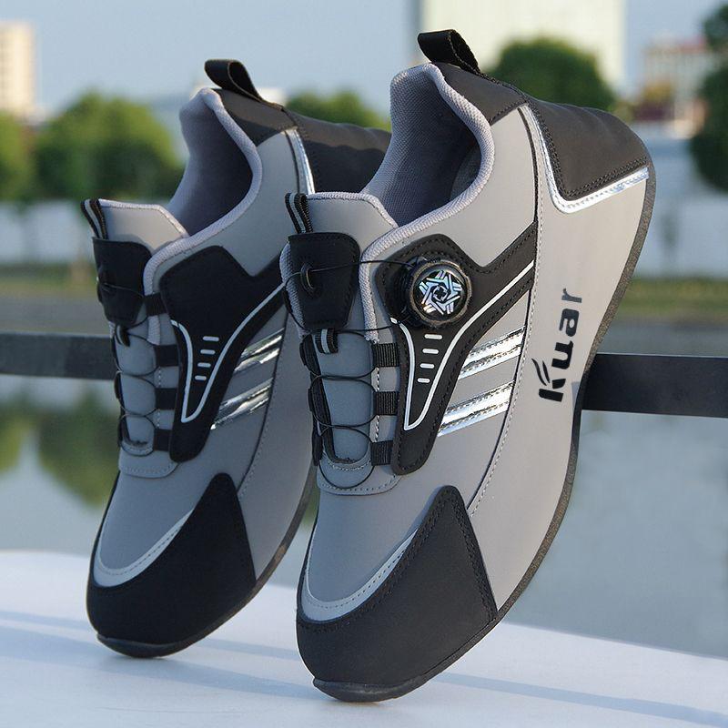 Men's Leather No Laces Casual Sneakers with Rotating Buttons