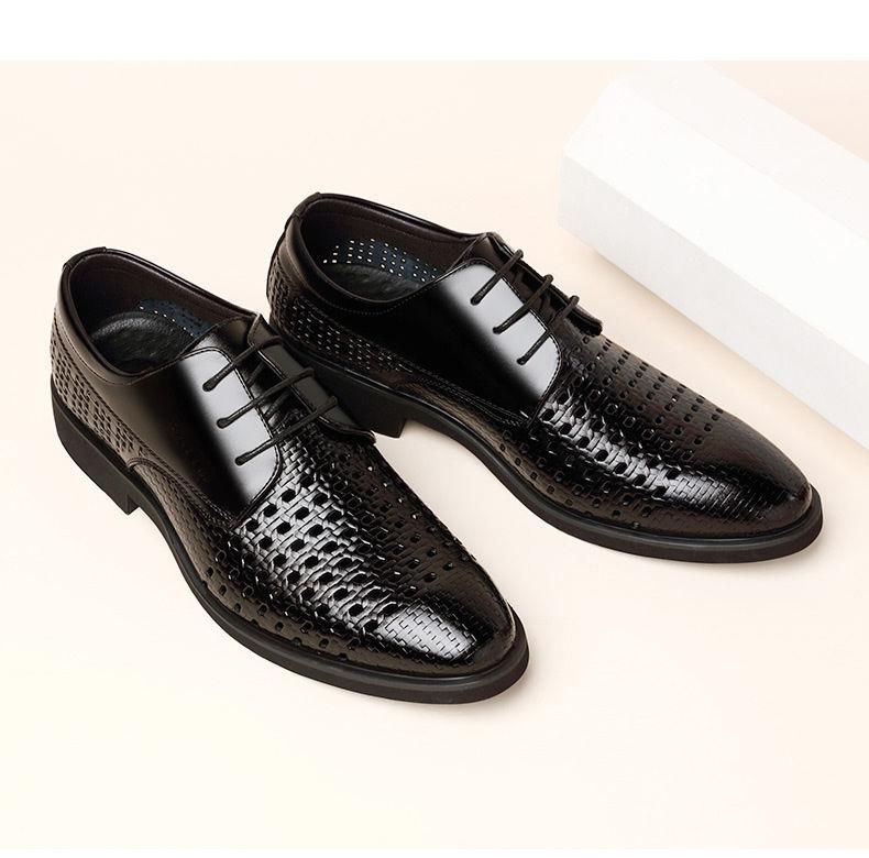 Black Hollowed Out Business Leather Shoes