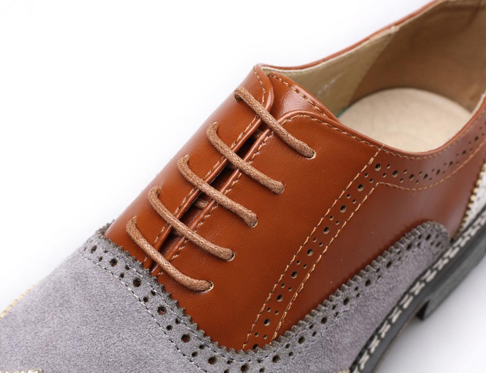 Men's Brogue Color Matching Business Casual Leather Shoes