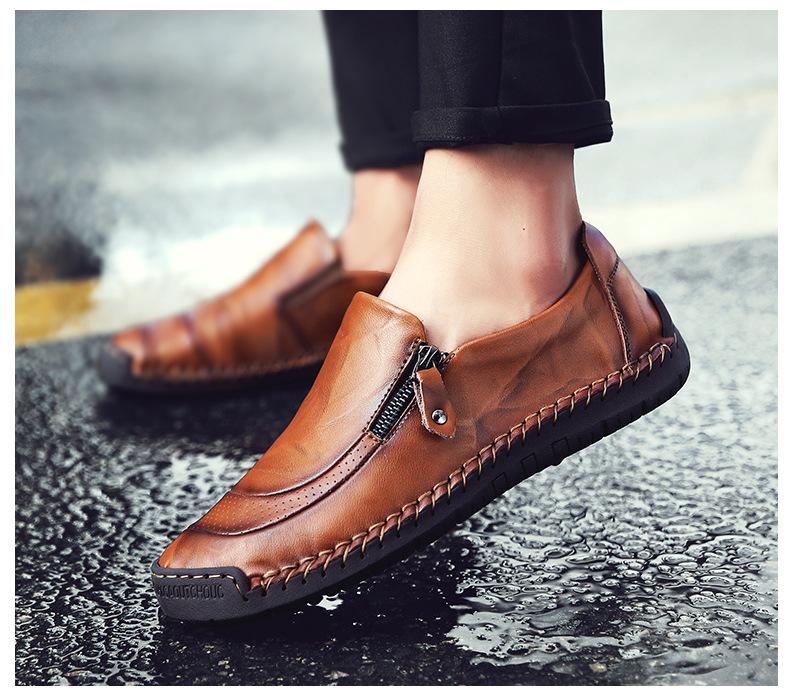 🔥Limited Time Offer 49% OFF🔥New Men's Genuine Leather Zipper Slip-on Casual Shoes