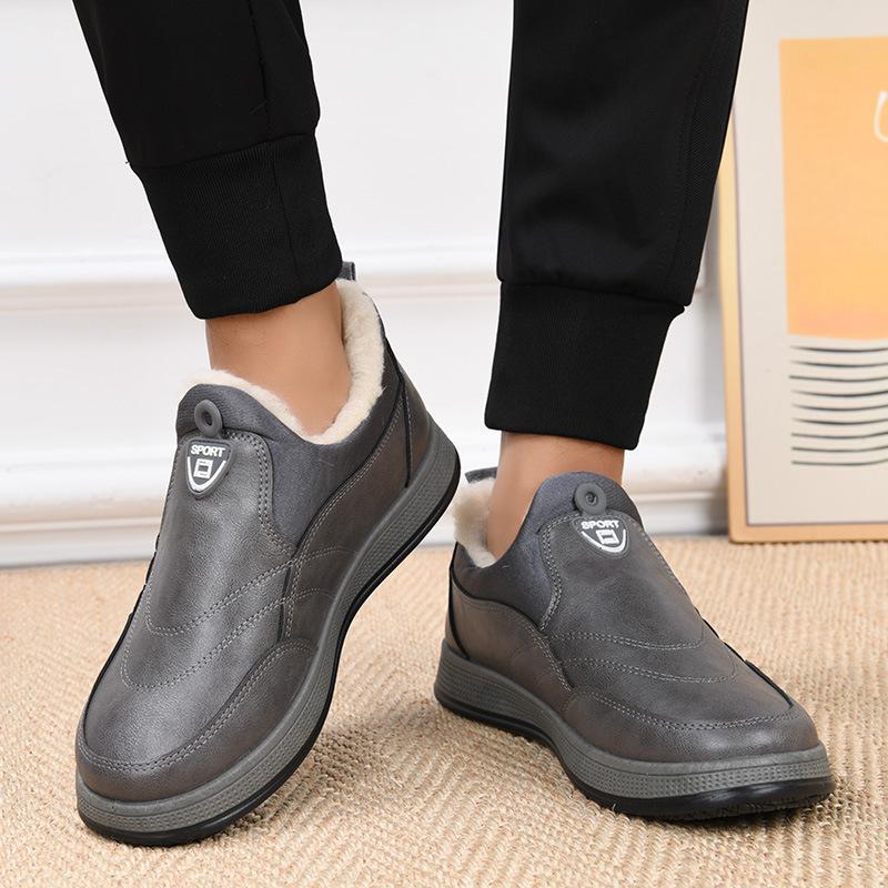 ✅High -quality Dedication✅Men's Winter Waterproof Genuine Leather Wool Warm Slip-on Shoes