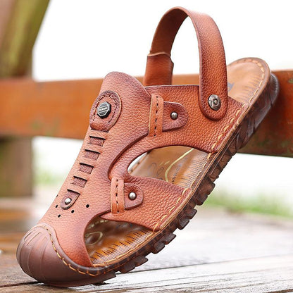 2024 New Men's Leather Covered Toe Sandals