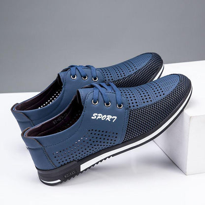 Soft-sided openwork casual leather shoes