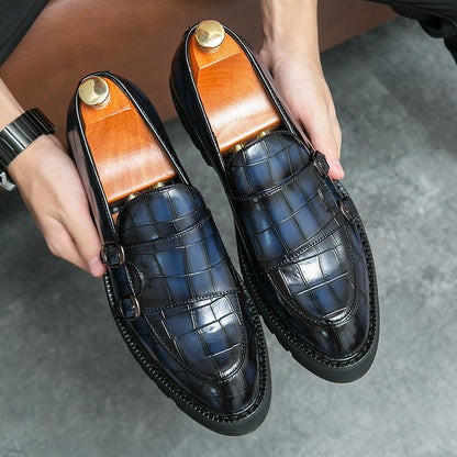 New Double Pin Buckle Patent Leather Loafers