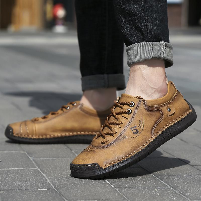 Hand-stitched summer casual leather shoes