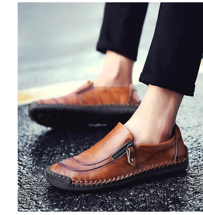 🔥Limited Time Offer 49% OFF🔥New Men's Genuine Leather Zipper Slip-on Casual Shoes